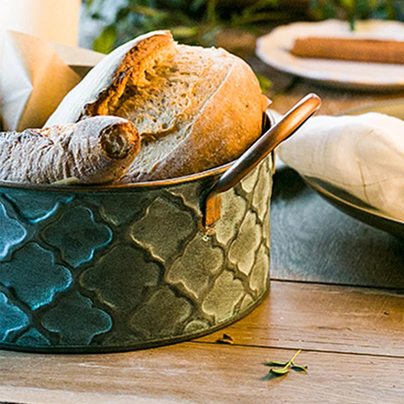 Round metal bread basket