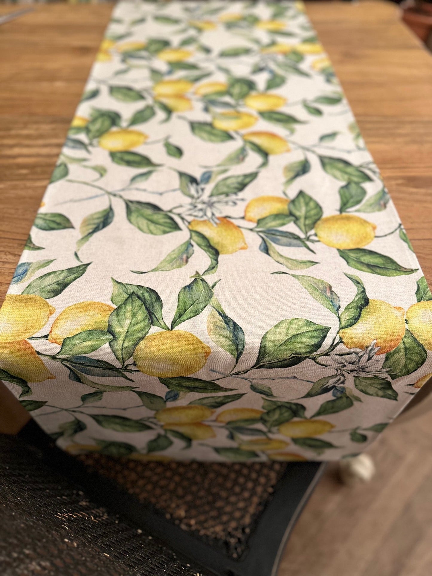 Table Runner Simple, Linen-Cotton Mix, Printed | Lemon Linen