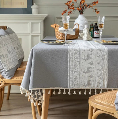 Winter soft tablecloth with deers