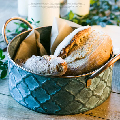 Round metal bread basket