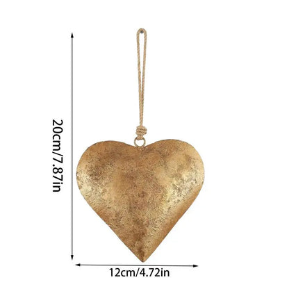 Set of Golden Antique Metal Hearts