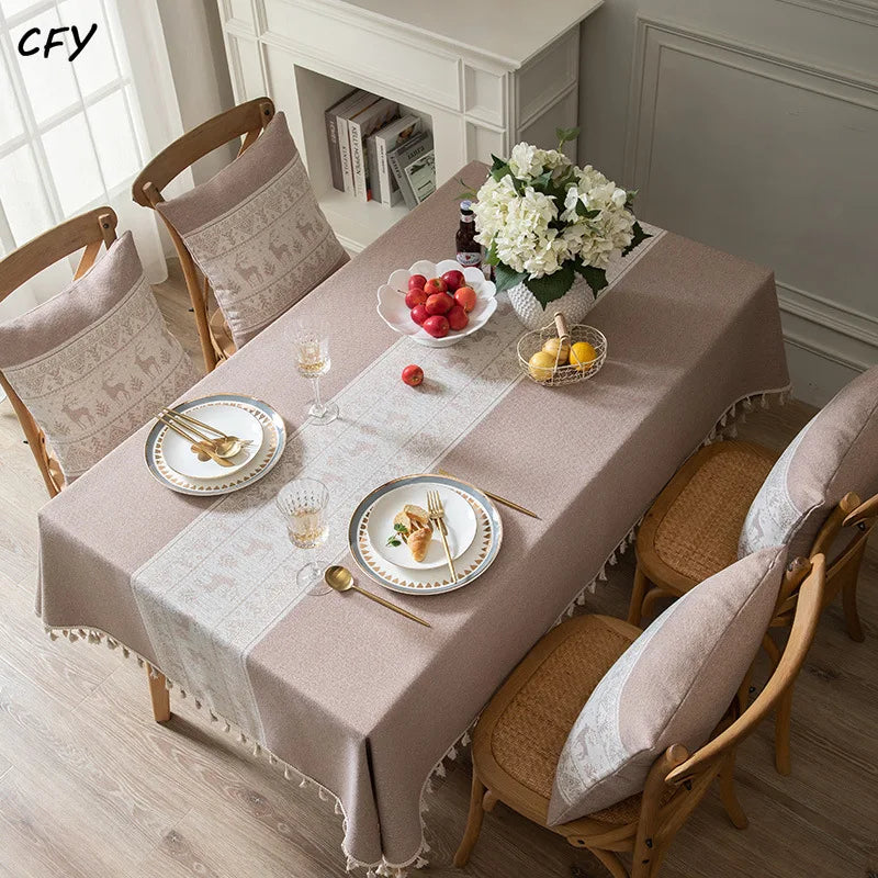 Winter soft tablecloth with deers