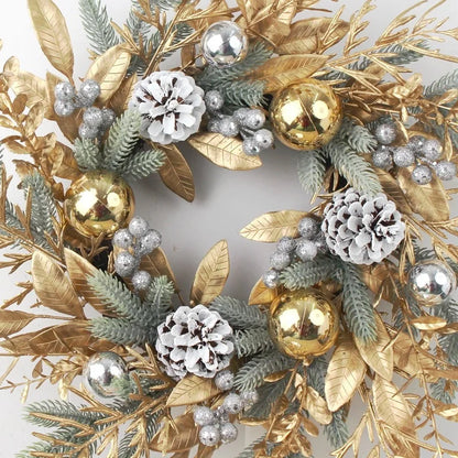 Golden Christmas Wreath and decorations