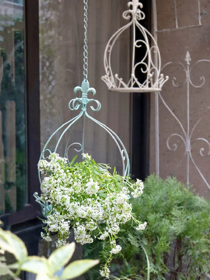 Vintage inspired crown hanging basket for plants