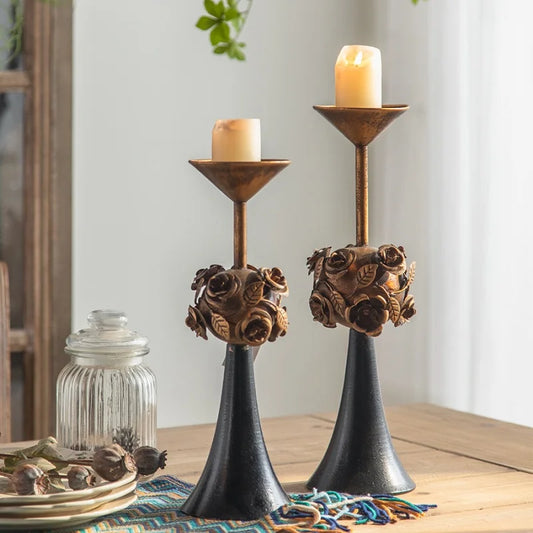 Gold Roses Candlestick