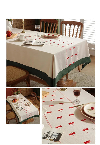 Embroidered Dragonfly Table Cloth