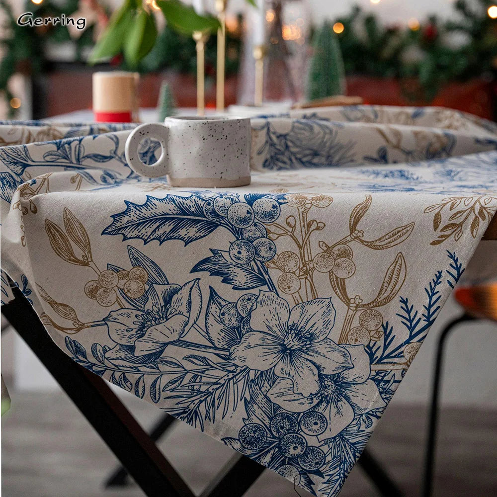 Winter Blue Bouquet Tablecloth