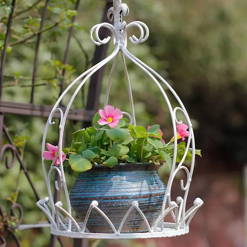 Vintage inspired crown hanging basket for plants