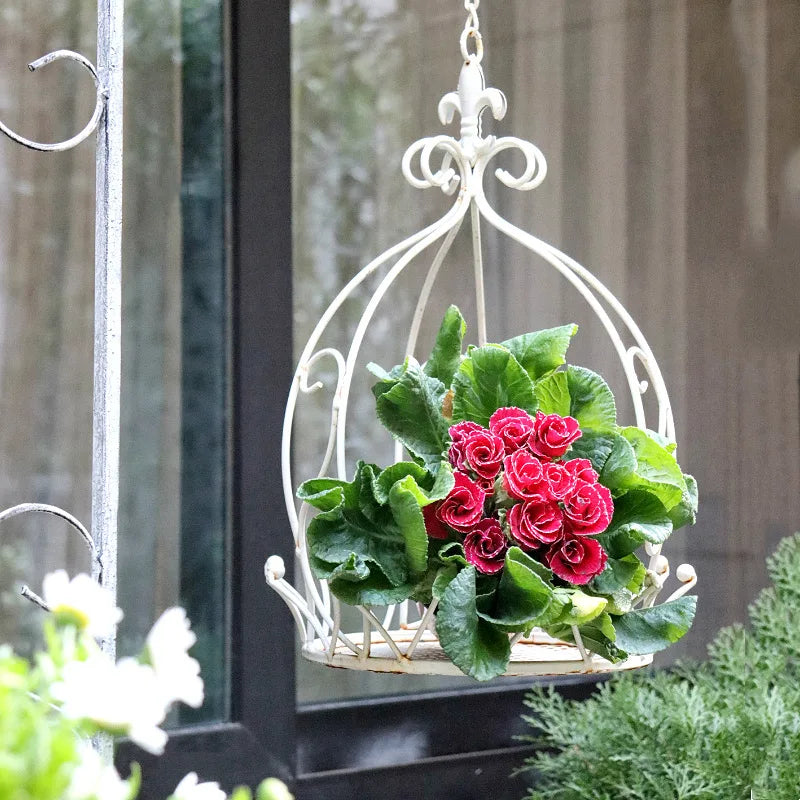 Vintage inspired crown hanging basket for plants