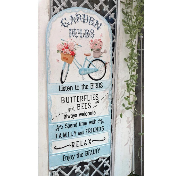 Handmade Garden Rules Metal Plaque