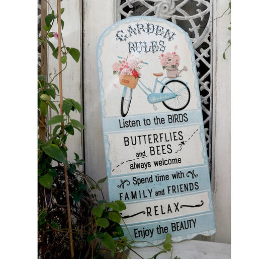 Handmade Garden Rules Metal Plaque