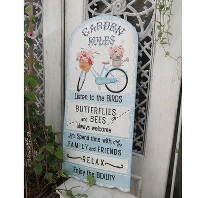 Handmade Garden Rules Metal Plaque