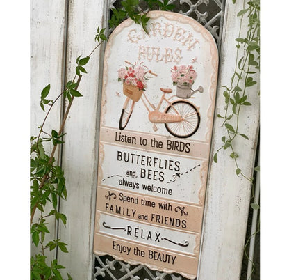 Handmade Garden Rules Metal Plaque